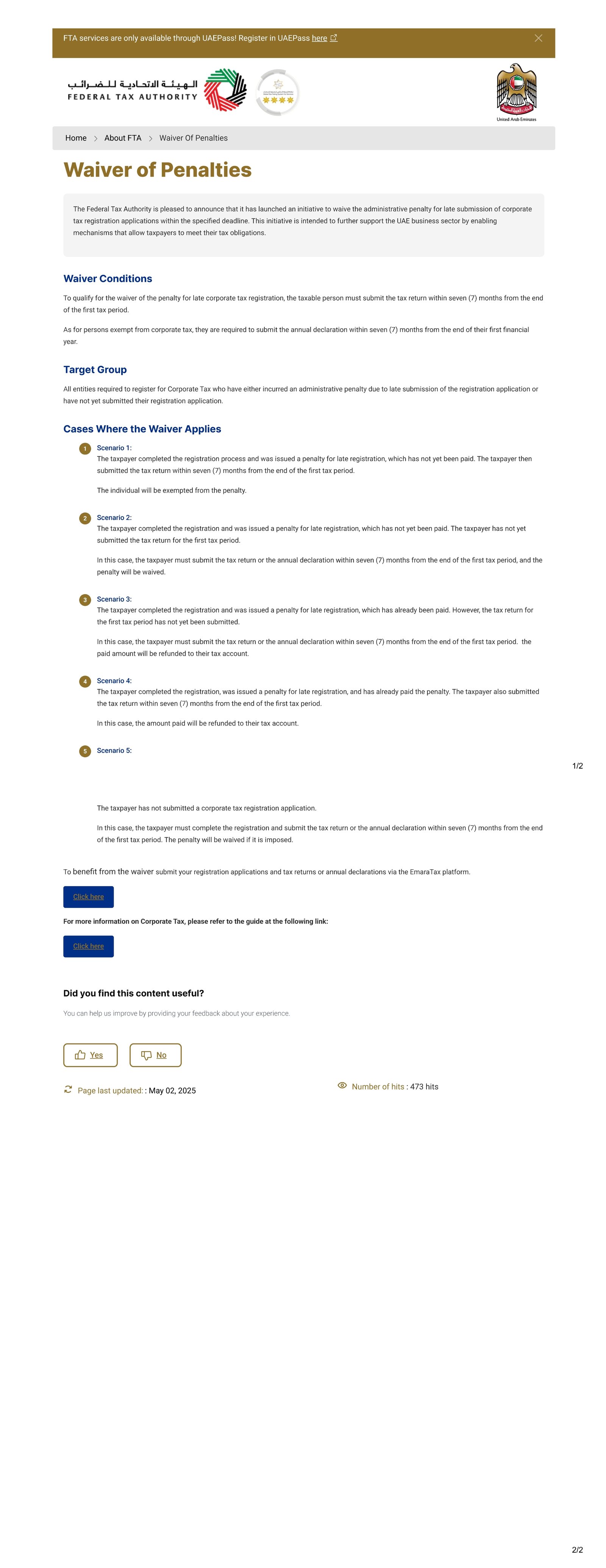 Waiver of Penalties
